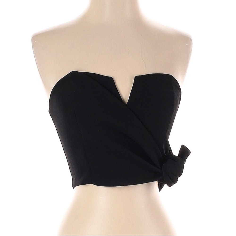 Express Black Wrap Crop Top with Tie Front and Zip Back Size 10 Brand New